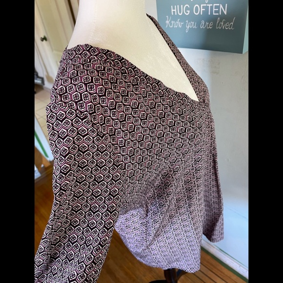 Joie Daryn Print Silk Burgundy Top - Picture 4 of 11